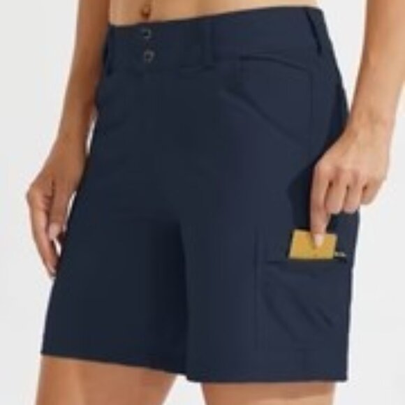 Willit Sports Deep Blue Outdoor Pro 7" Flat Front Shorts Womens Size 10 NWT - Picture 13 of 16
